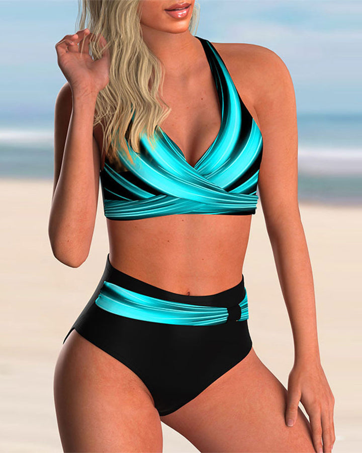 Liliana Bikini Set with Cross Strap and Print