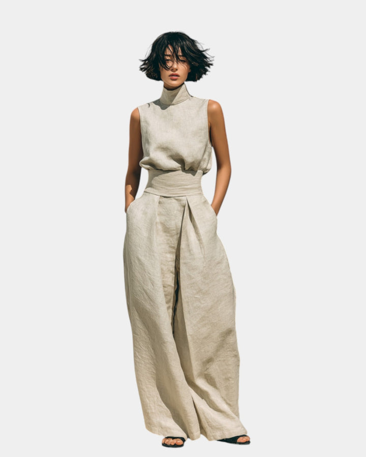 Falyne - Minimalist Tank Top and Wide Pants Set