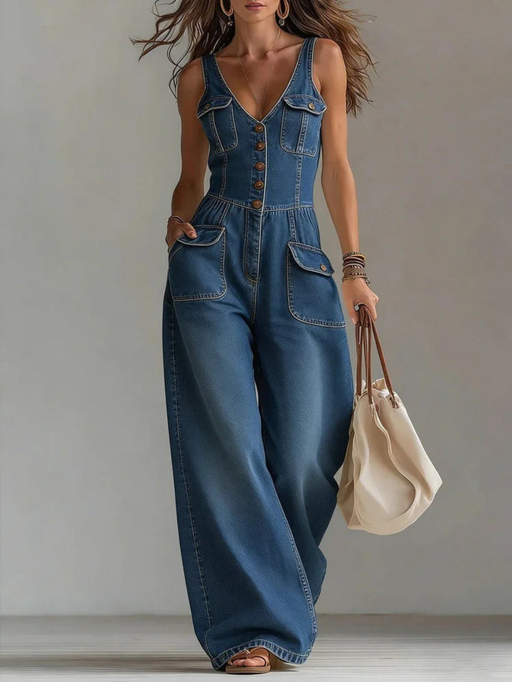 Claire - Women's V-Neck Jumpsuit