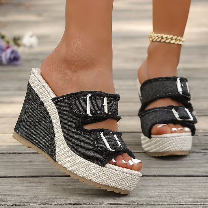 Atelier - Frayed Edge Wedge Sandals
