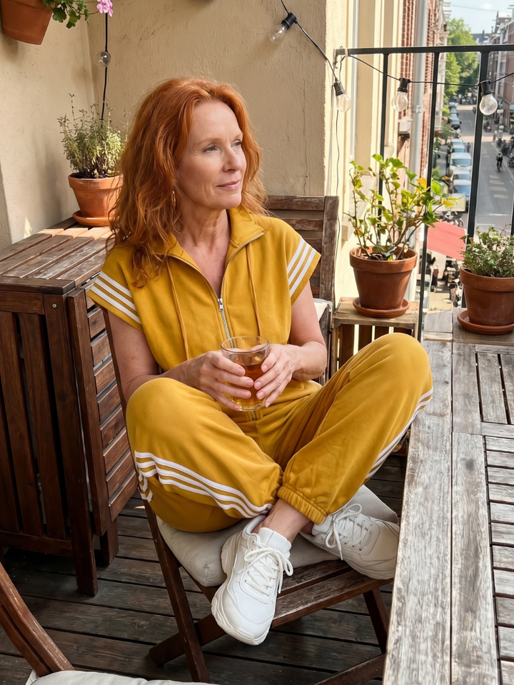 Lark - Zip Front Stripe Panel Jumpsuit