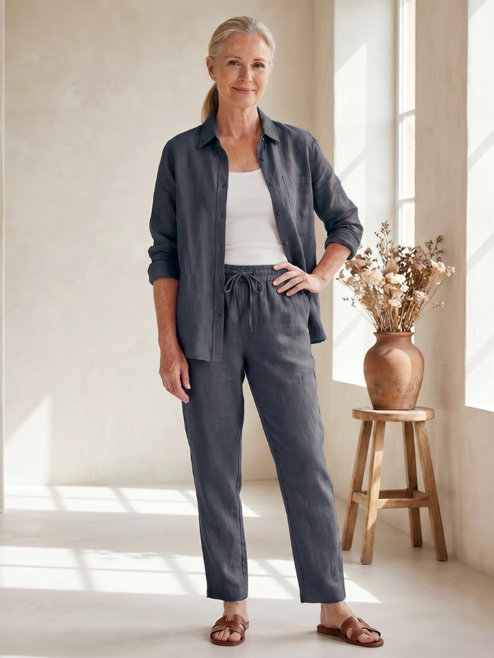 Noor - Long Sleeve Shirt Tapered Pants Set
