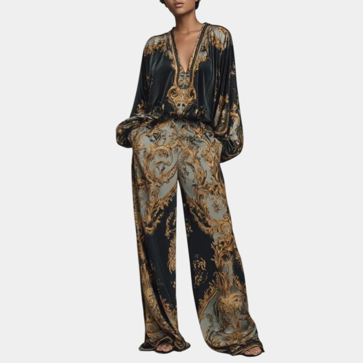 Valentina - Floral Baroque Ensemble with Palazzo Pants