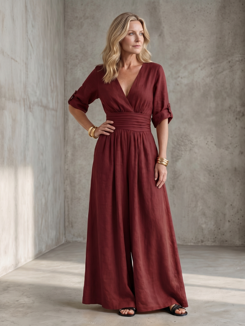 Wanda - Cross Front Wide Leg Jumpsuit