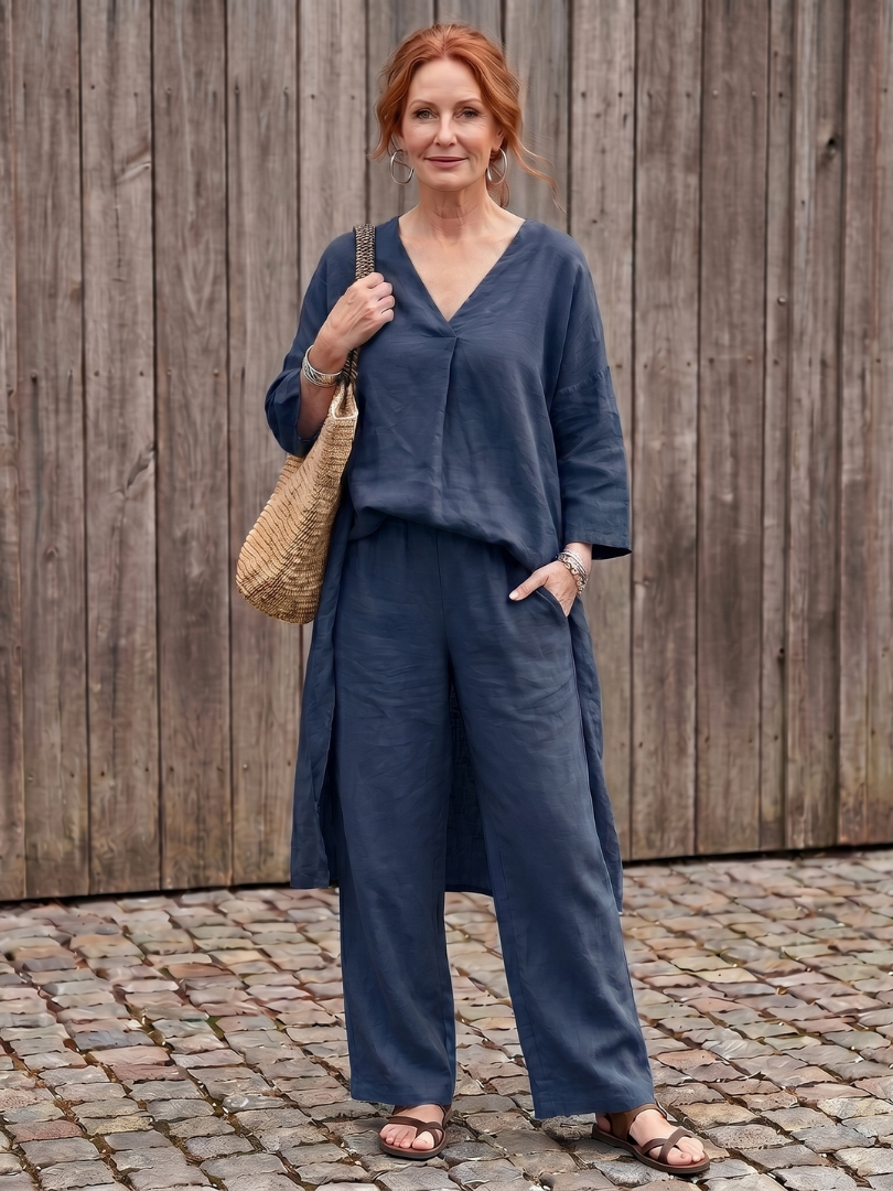 Onyx - Loose Tunic Top and Wide Pants Set