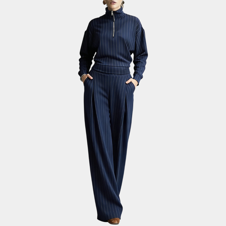 Celeste - Set with High Collar and Striped Zipper