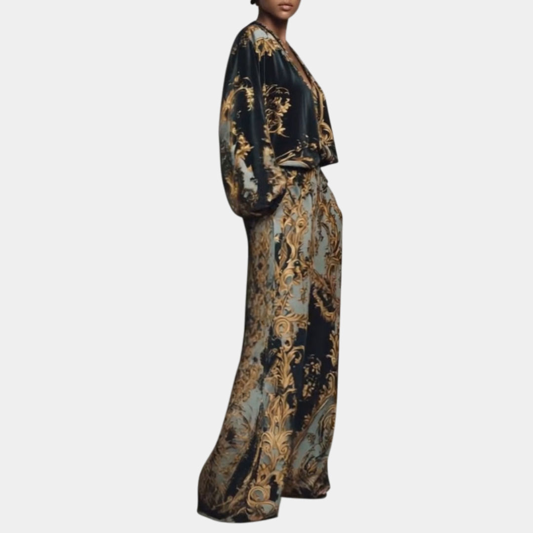 Valentina - Floral Baroque Ensemble with Palazzo Pants