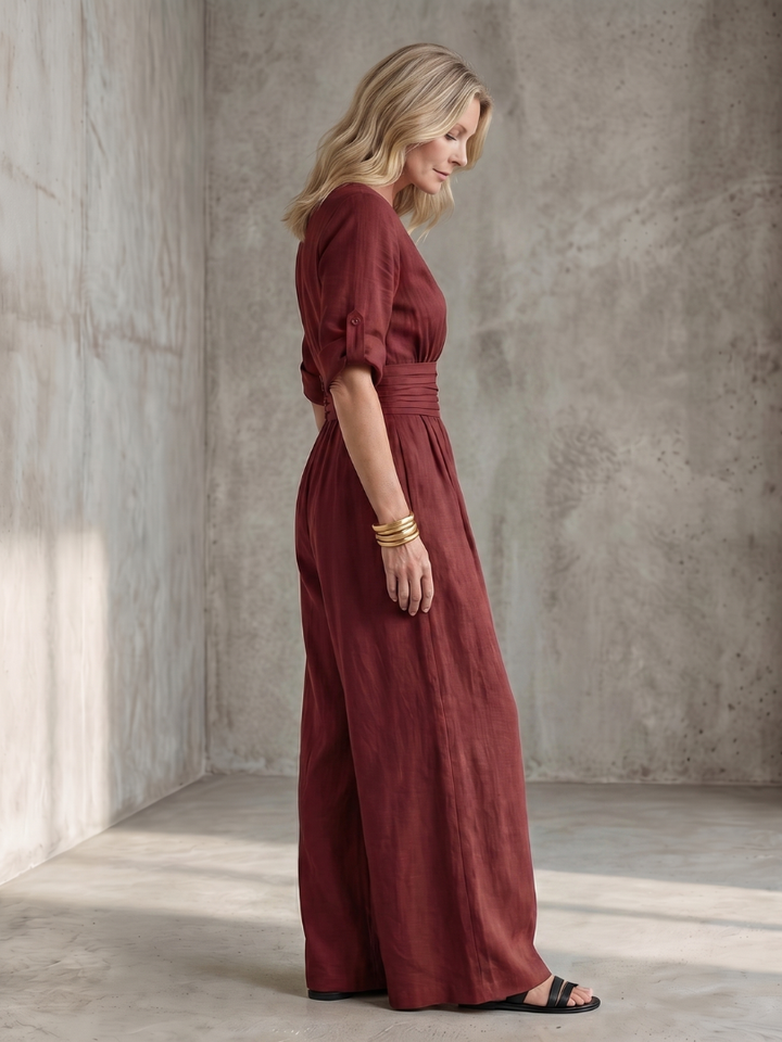 Wanda - Cross Front Wide Leg Jumpsuit
