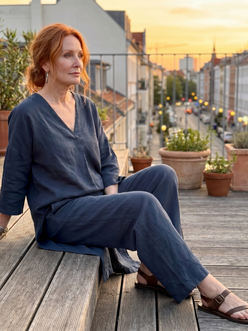 Onyx - Loose Tunic Top and Wide Pants Set