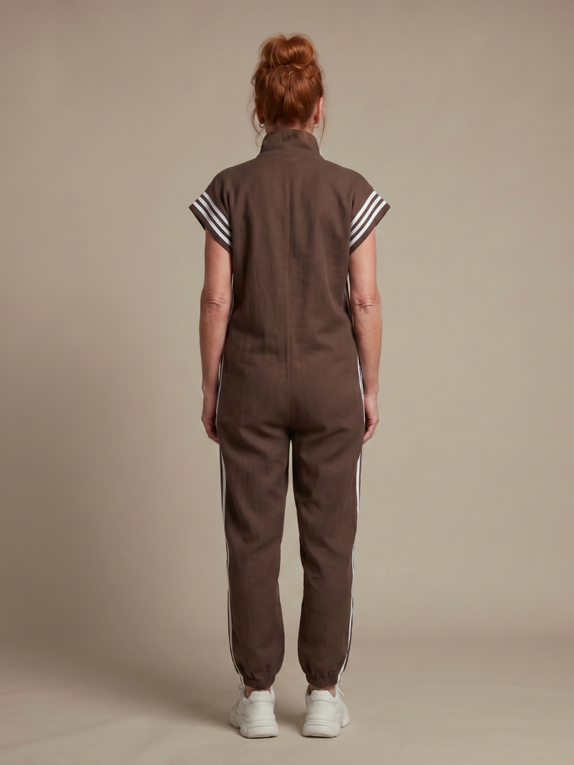 Lark - Zip Front Stripe Panel Jumpsuit