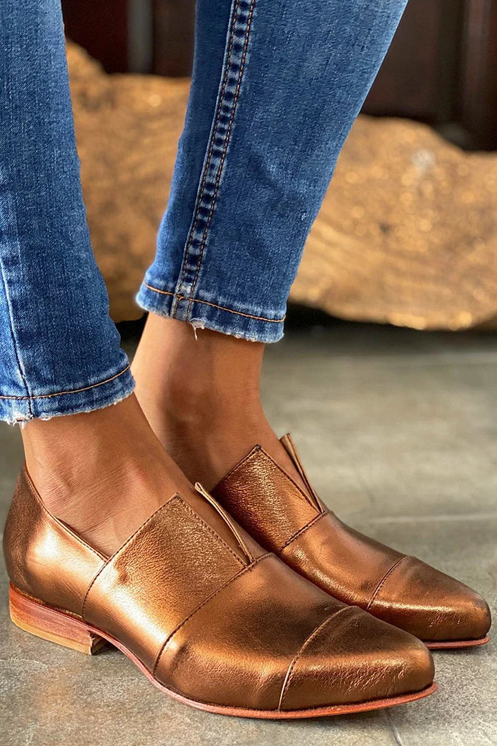 Sylvia | Pointed Toe Loafers with V-Cut
