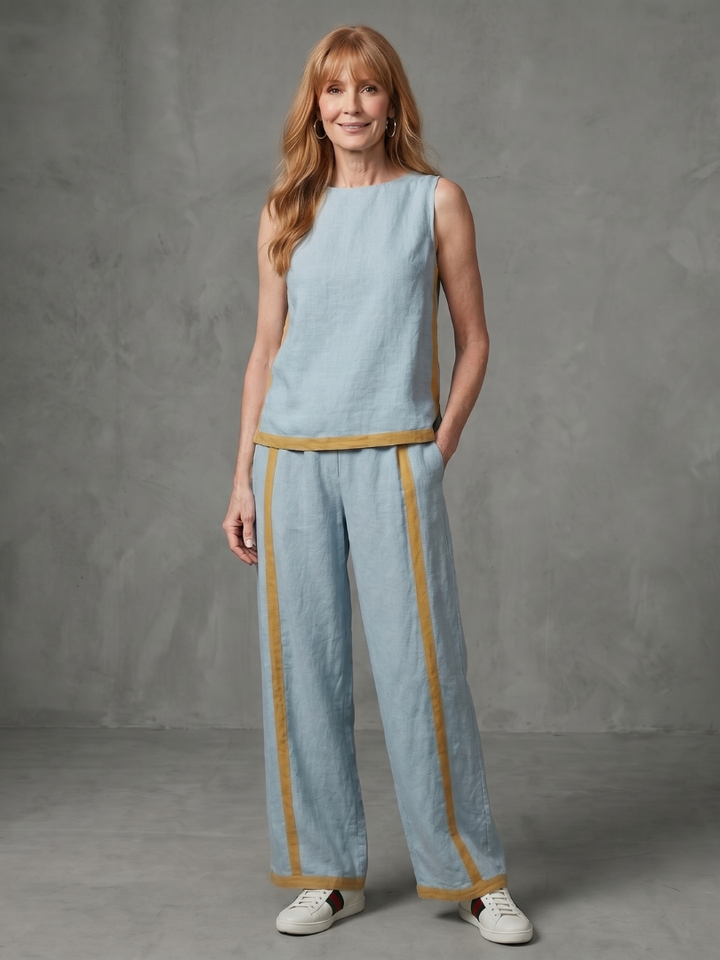Inara - Sleeveless Top with Wide Pants Set