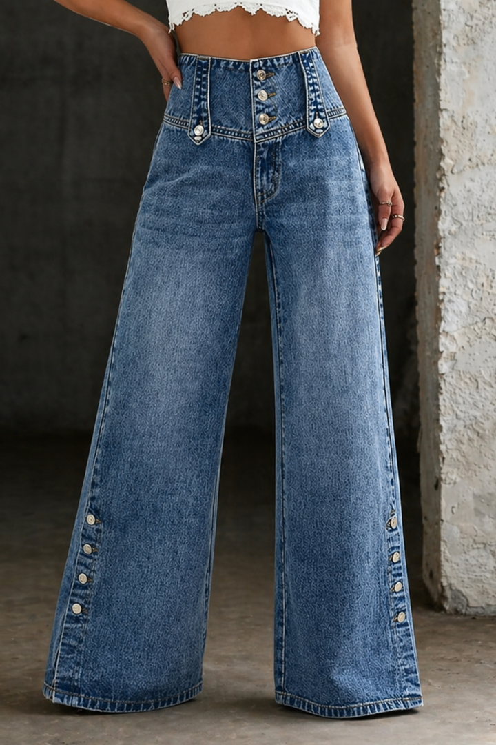 Mia - High Waist Split Jeans