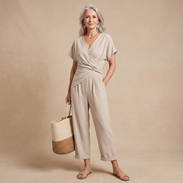 Claudia - V-Neck Wide-Leg Jumpsuit