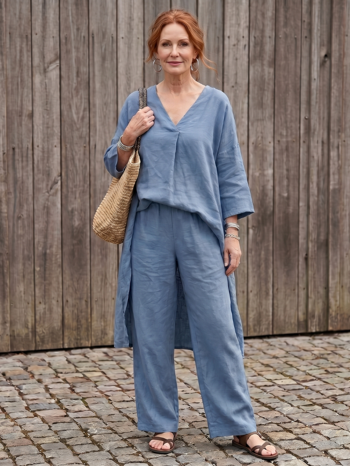 Onyx - Loose Tunic Top and Wide Pants Set