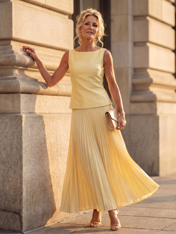Rhodes - Structured Bodice with Pleated Skirt Set