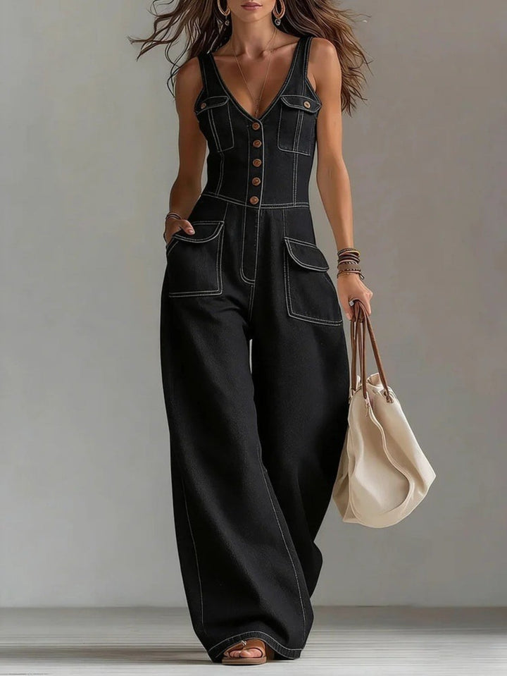 Claire - Women's V-Neck Jumpsuit