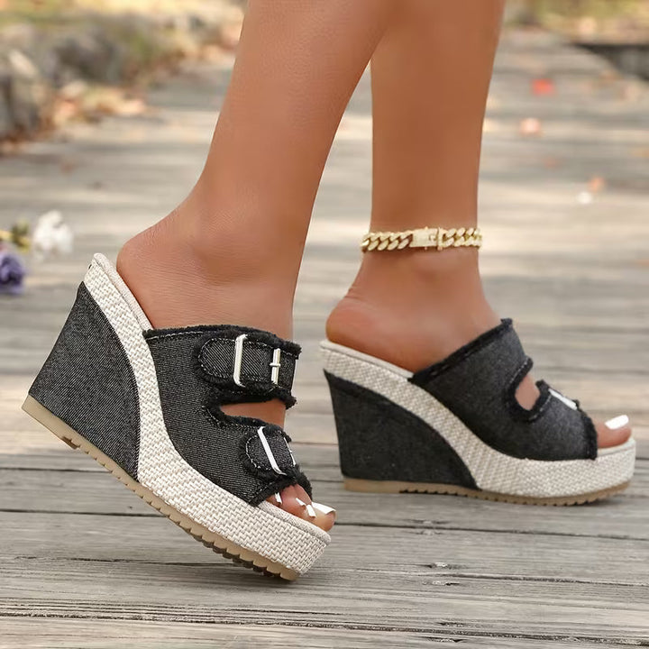 Atelier - Frayed Edge Wedge Sandals