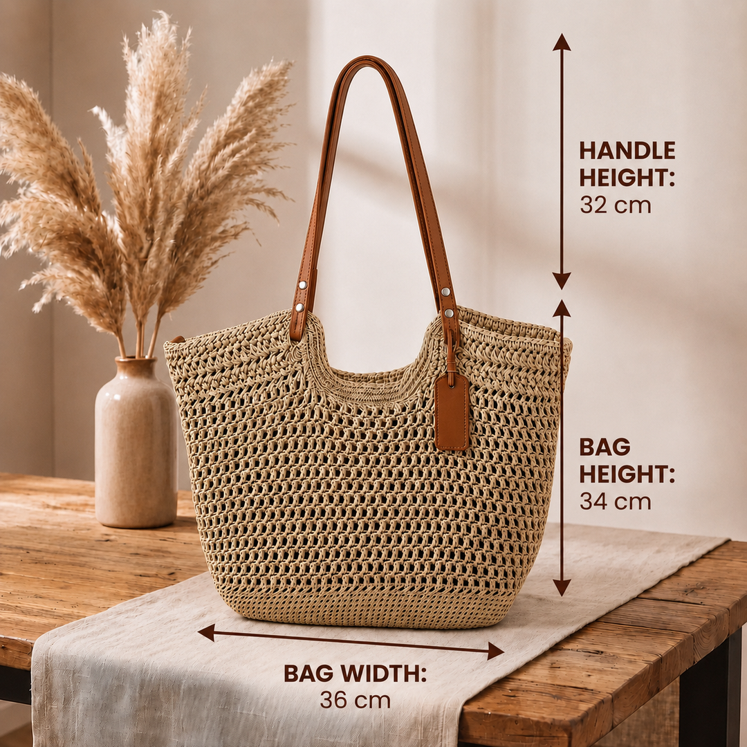 Camelia - Hand-Woven Crocheted Shopper Bag - Ivory