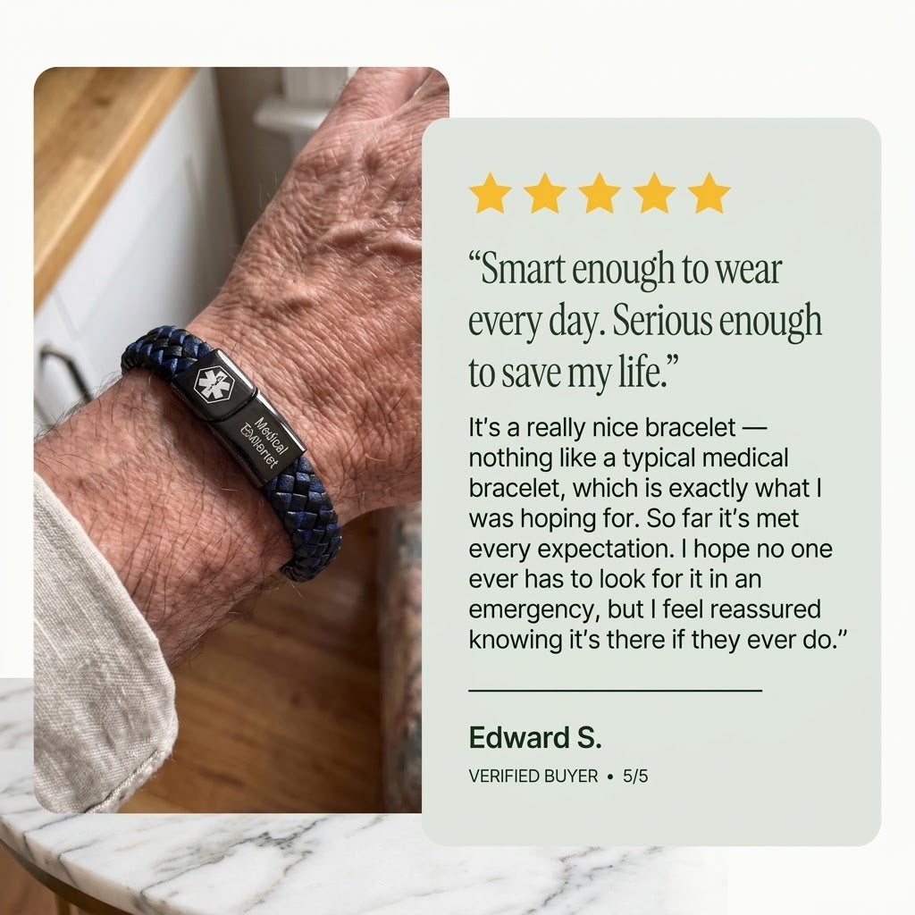 Men’s Blood Thinner Medical Alert Bracelet