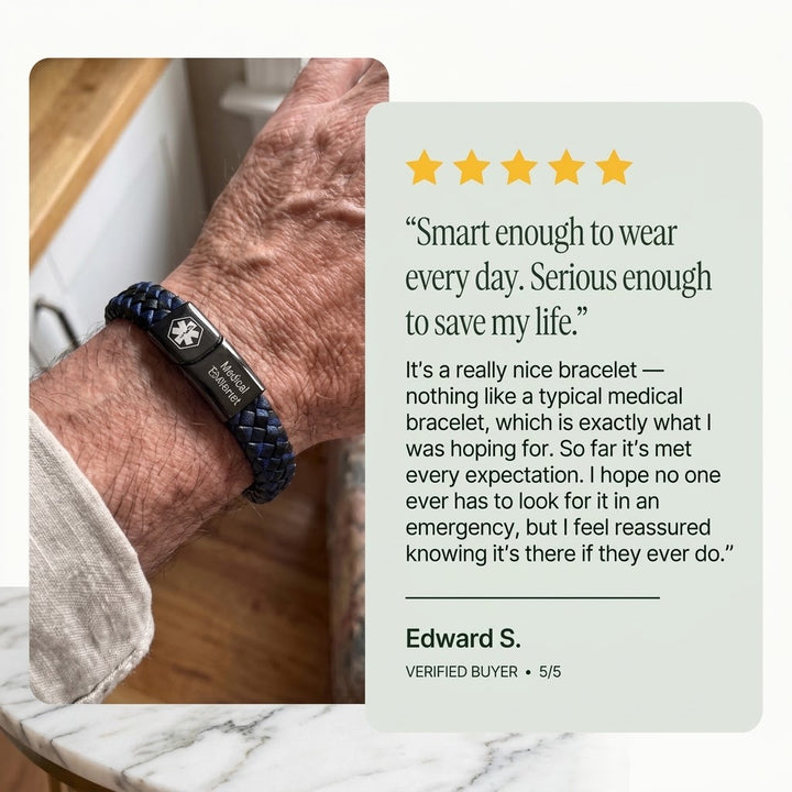 Men’s Blood Thinner Medical Alert Bracelet