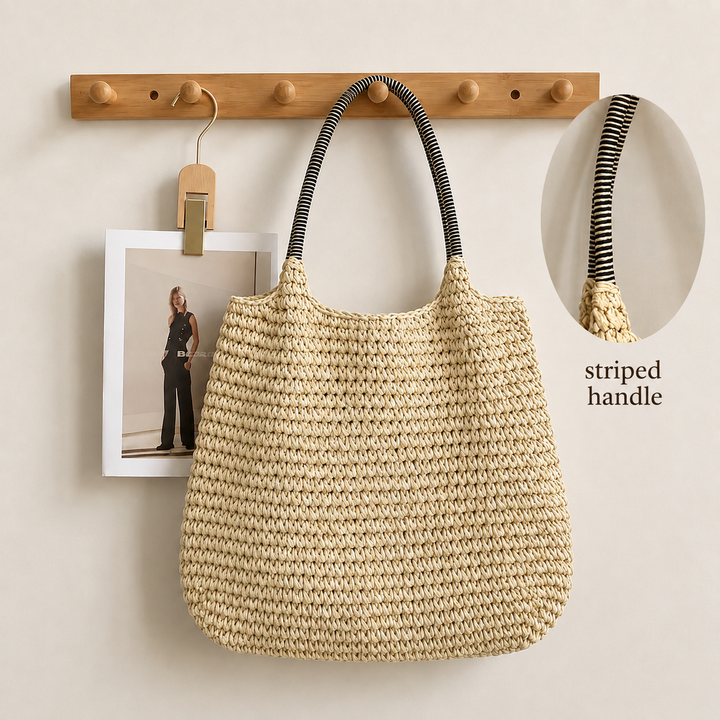 Natalina - Woven Straw Crossbody Bag - Natural