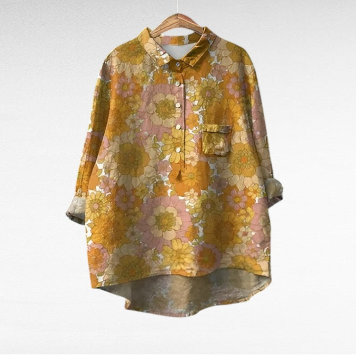Marjolaine - Retro Floral Blouse