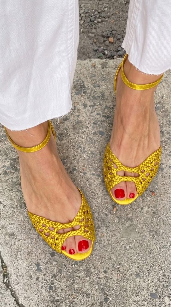 Isadora - Woven Golden Sandals