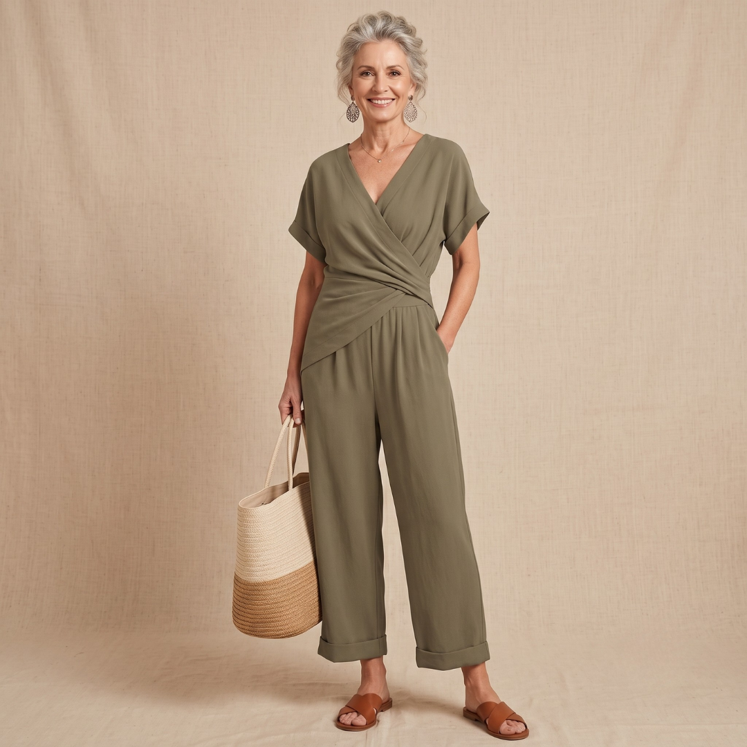 Claudia - V-Neck Wide-Leg Jumpsuit