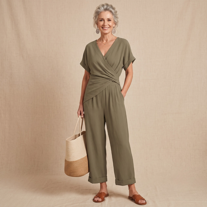 Claudia - V-Neck Wide-Leg Jumpsuit