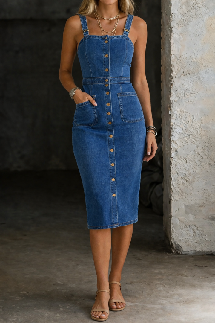 Indira - Denim Dress with Buttons