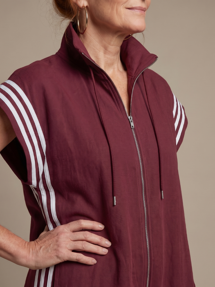 Lark - Zip Front Stripe Panel Jumpsuit