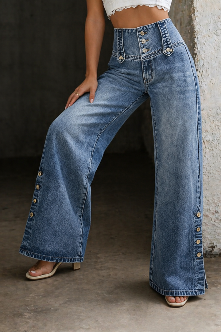 Mia - High Waist Split Jeans