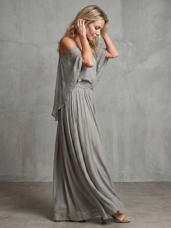 Marisol - Layered Draped Cold Shoulder Top Wide Leg Set