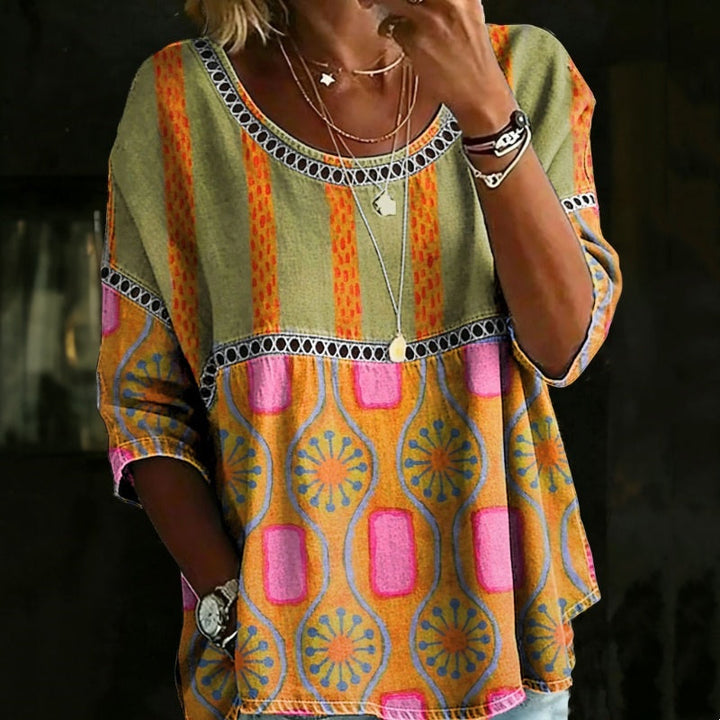 Élodie - Vintage casual blouse with print