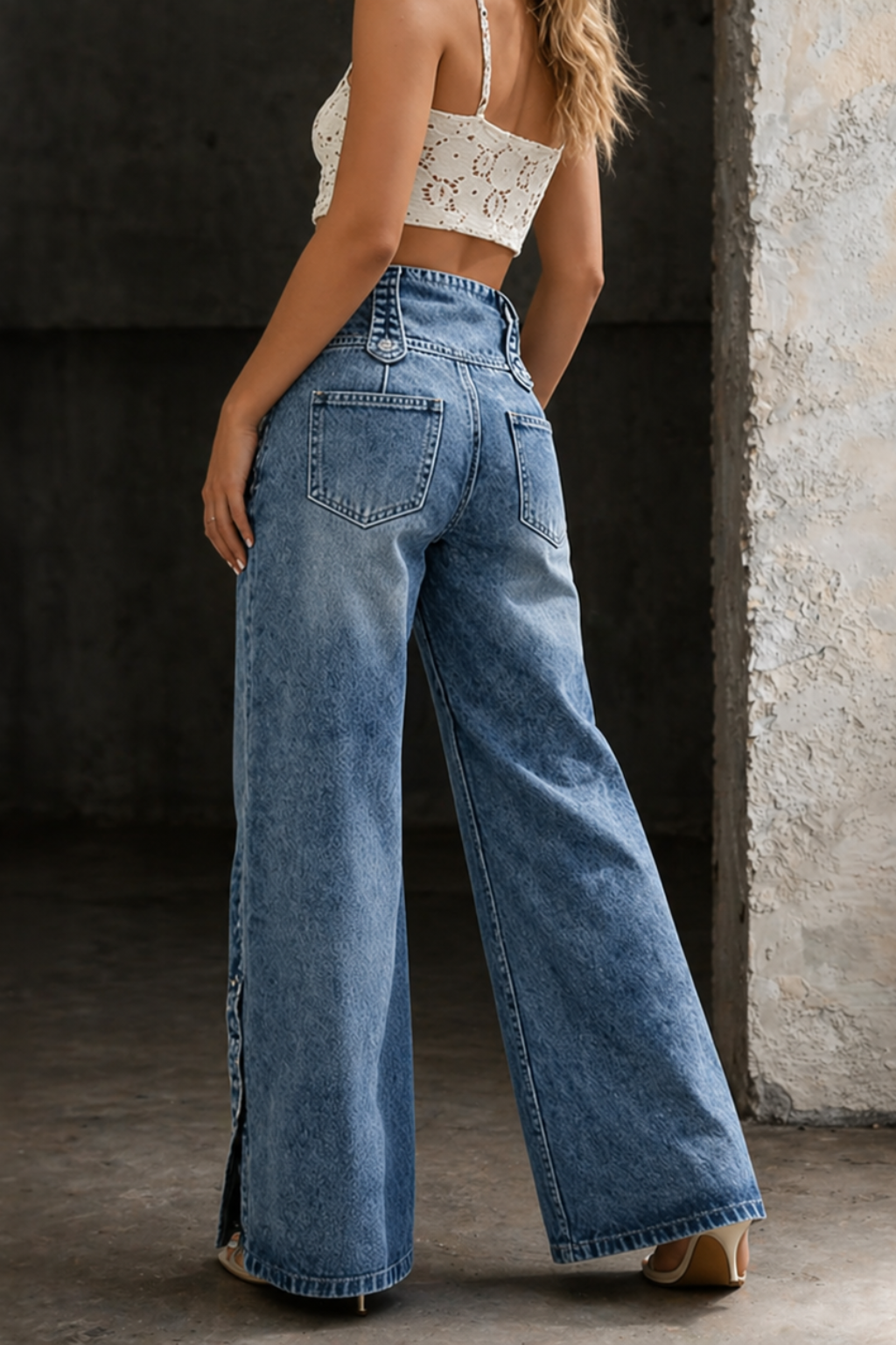 Mia - High Waist Split Jeans