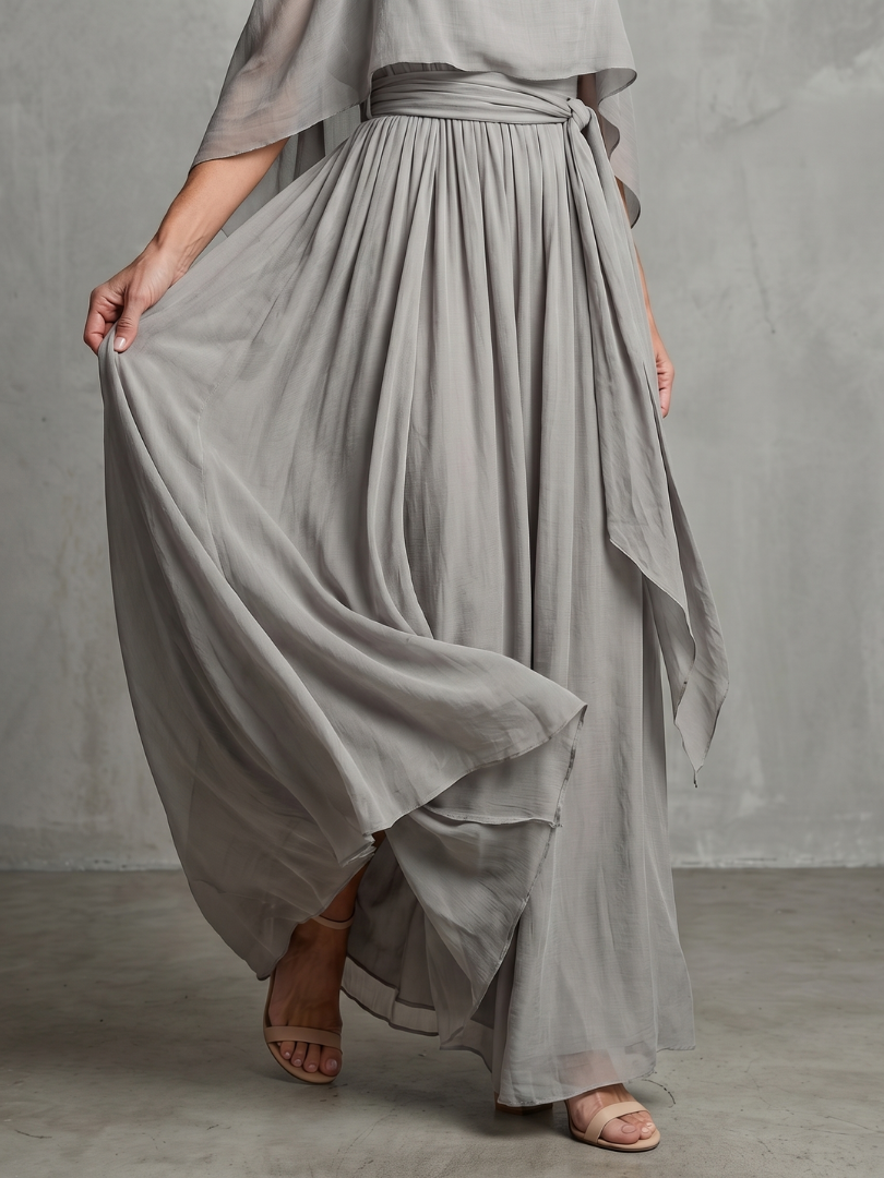 Marisol - Layered Draped Cold Shoulder Top Wide Leg Set