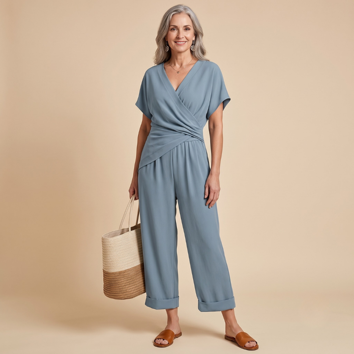 Claudia - V-Neck Wide-Leg Jumpsuit