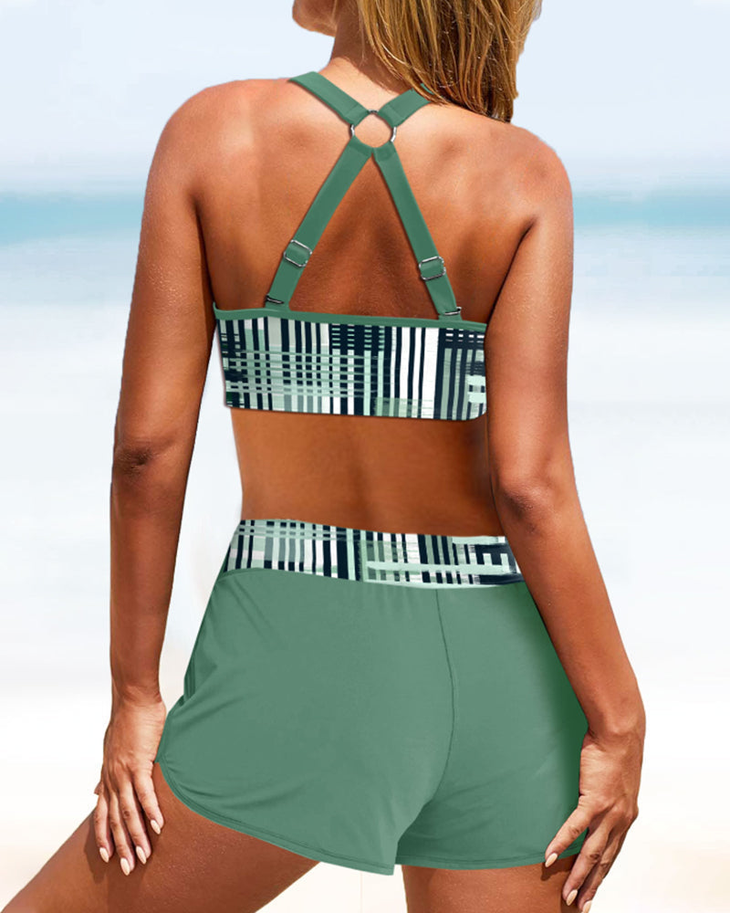 Janette - High Waist Bikini with Stripes