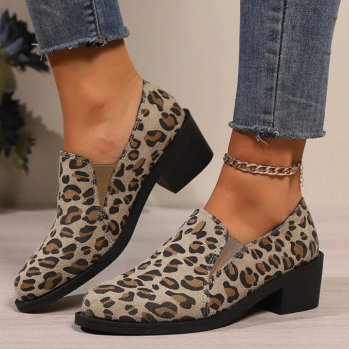 Angélique | Round Toe Loafers with Wide Heel