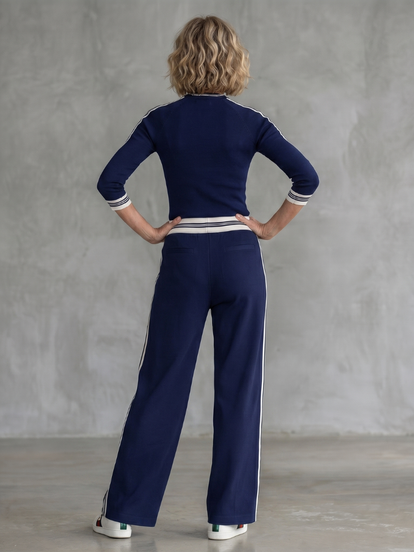 Eirlys - Fitted Long Sleeve Top with Wide Pants Set