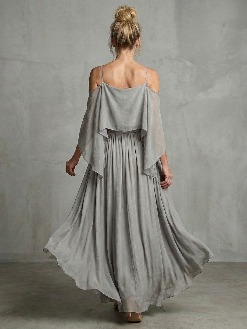 Marisol - Layered Draped Cold Shoulder Top Wide Leg Set