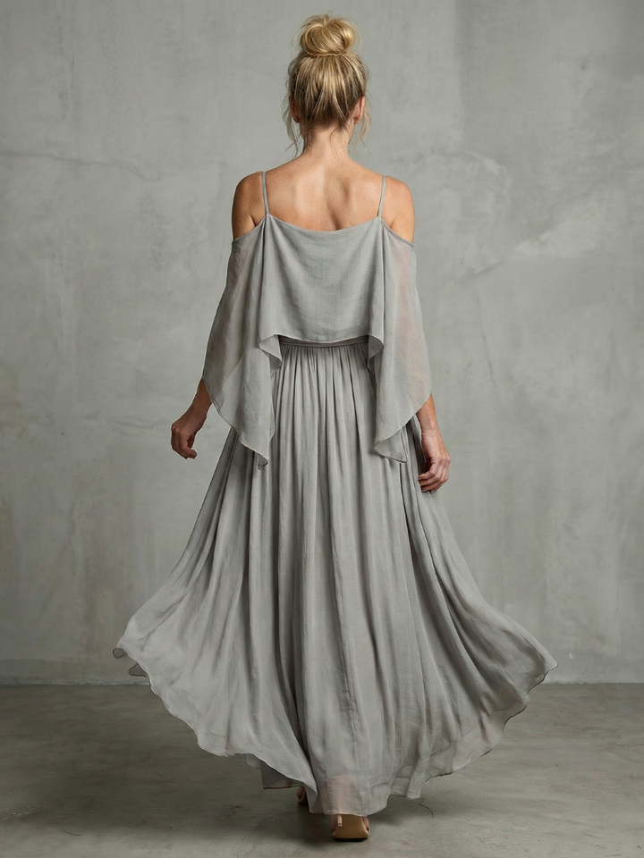 Marisol - Layered Draped Cold Shoulder Top Wide Leg Set
