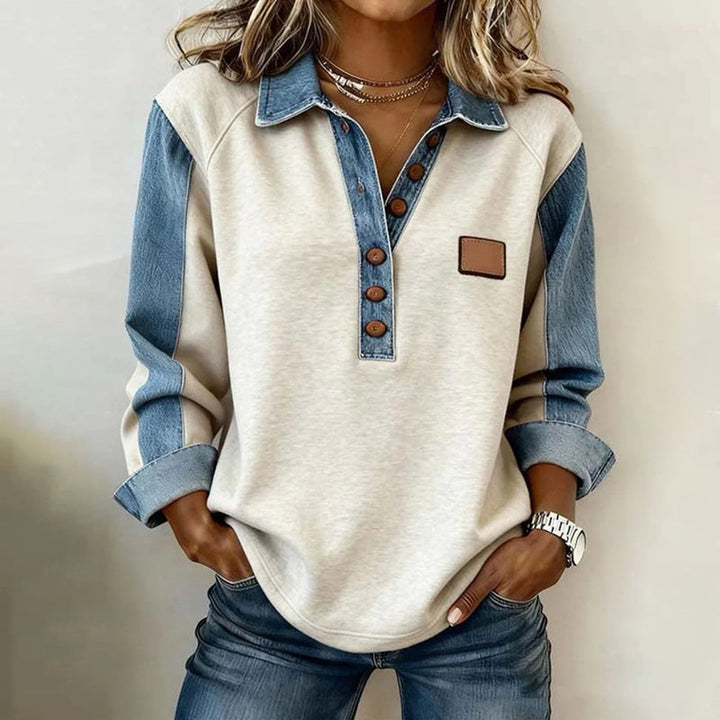 Manon - Casual vintage sweatshirt with lapel collar