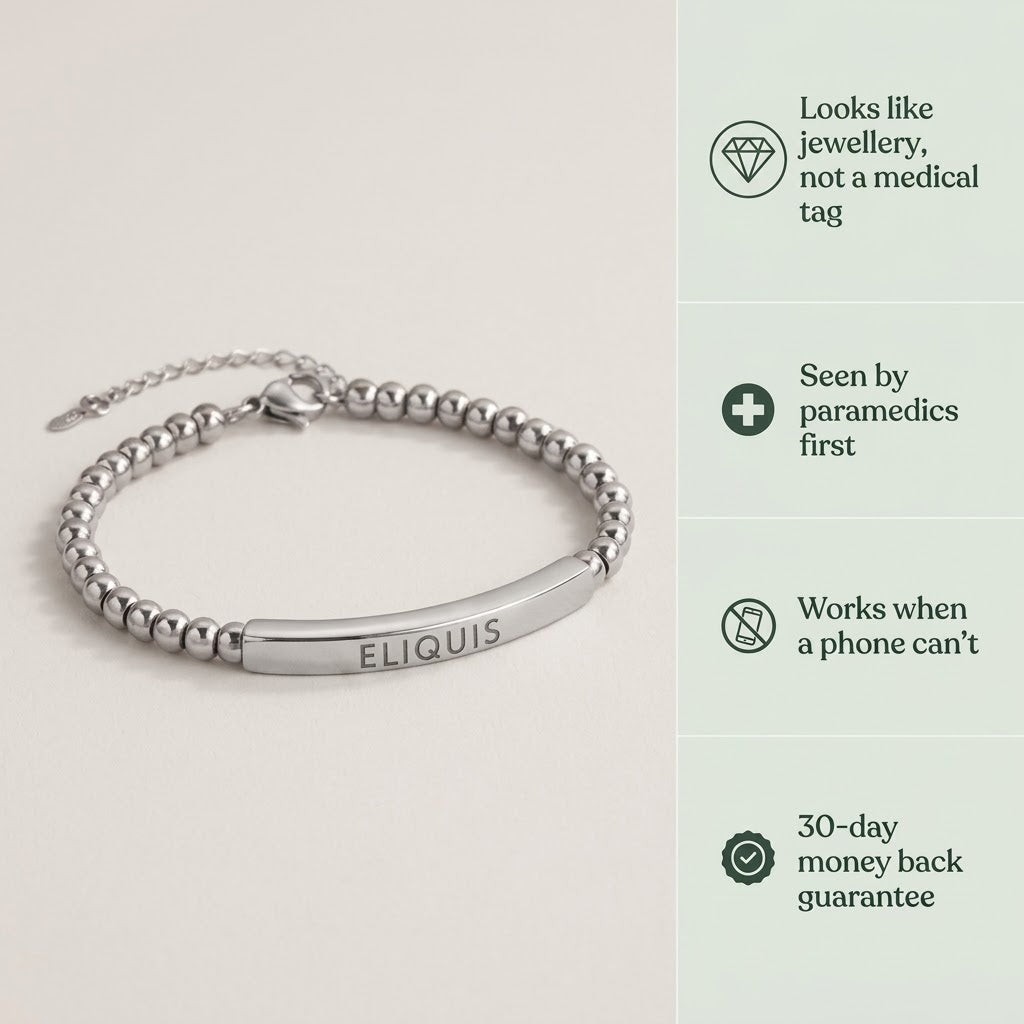Women’s Slim Eliquis Medical Alert Bracelet