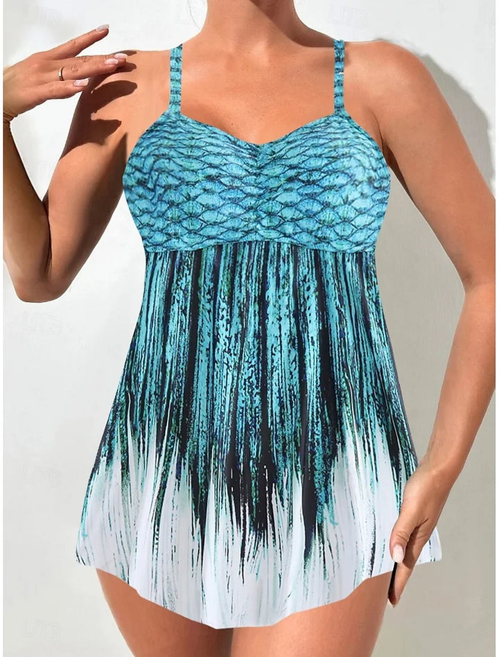 Perla - Swimwear set with mermaid print that covers the belly
