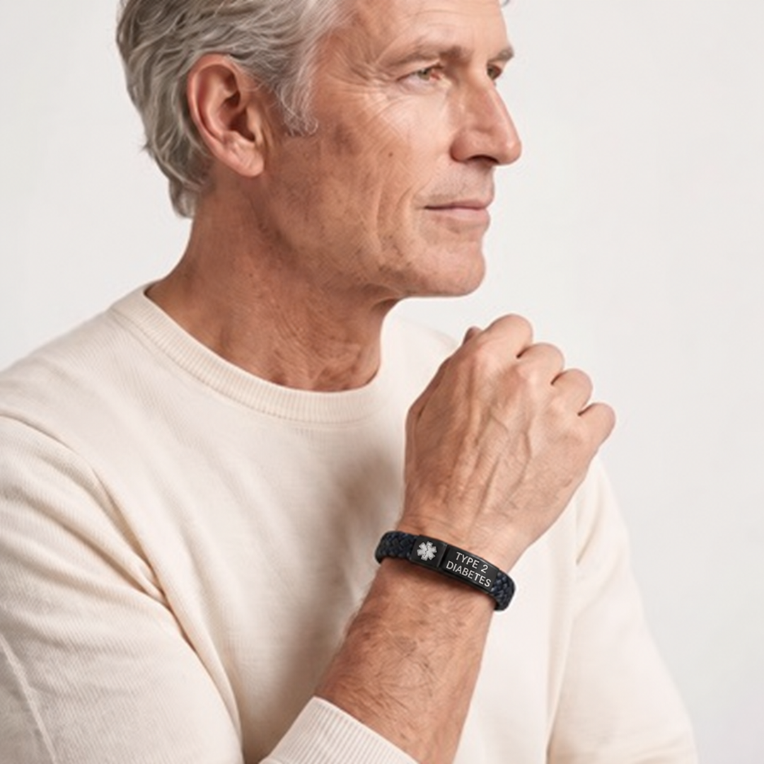 Men’s Diabetes Medical Alert Bracelet