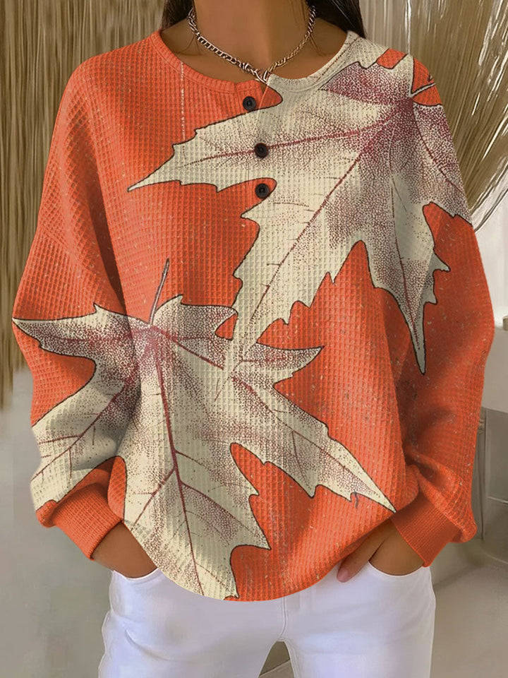 Laura | Autumn Leaf Waffle-Knit Top