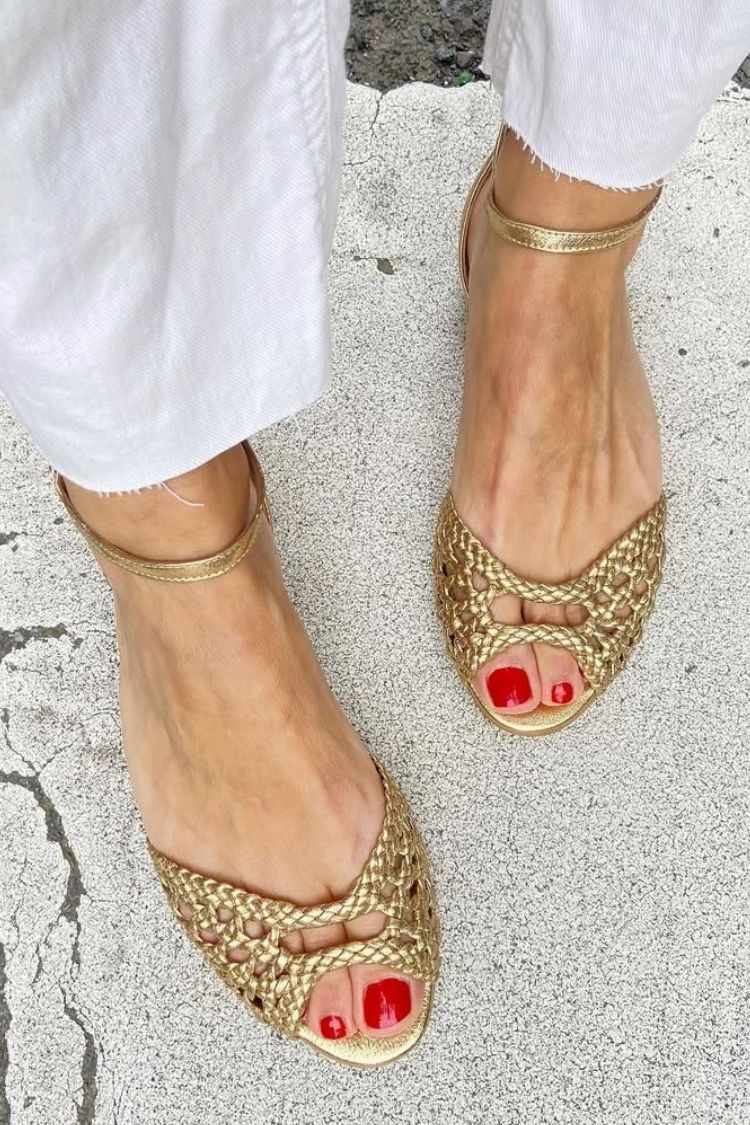 Isadora - Woven Golden Sandals