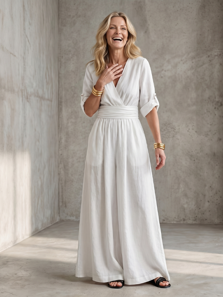 Wanda - Cross Front Wide Leg Jumpsuit